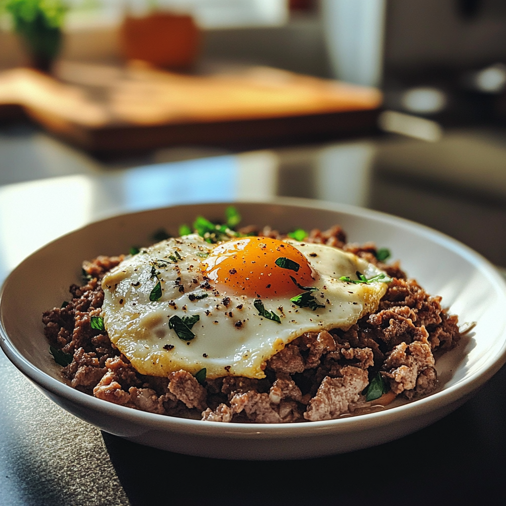 ground beef and eggs recipe